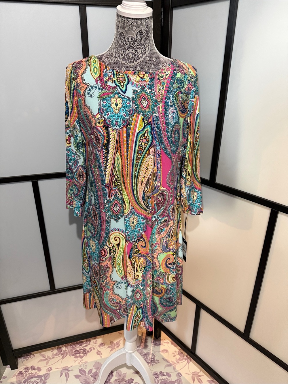 Tommy Hilfiger Teal Pink Paisley Mini Dress